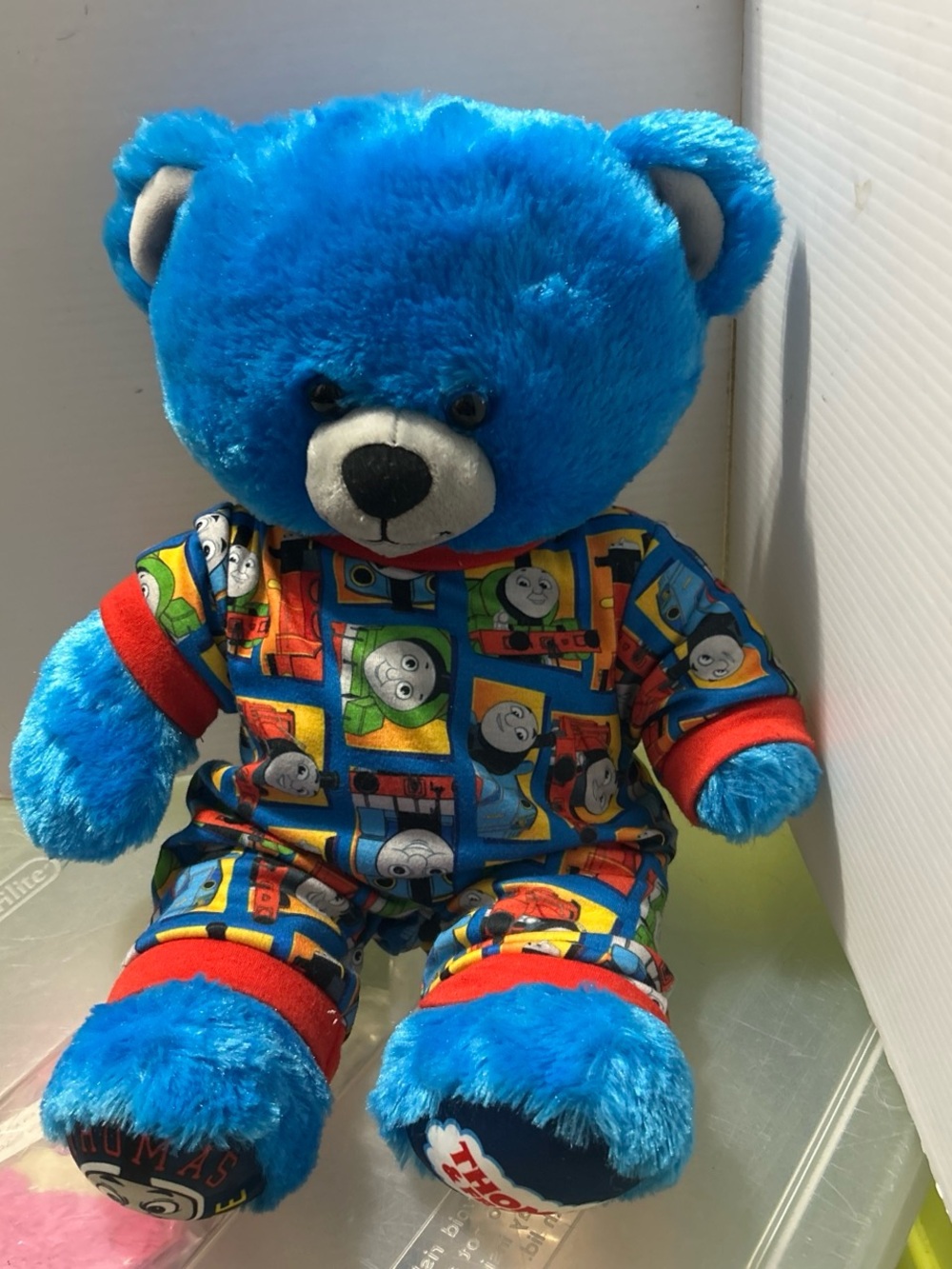 Build-A-Bear Bright Blue Teddy in Thomas & Friends Pajamas